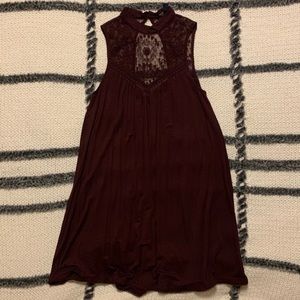 American Eagle Maroon Lace Mock Neck Dress